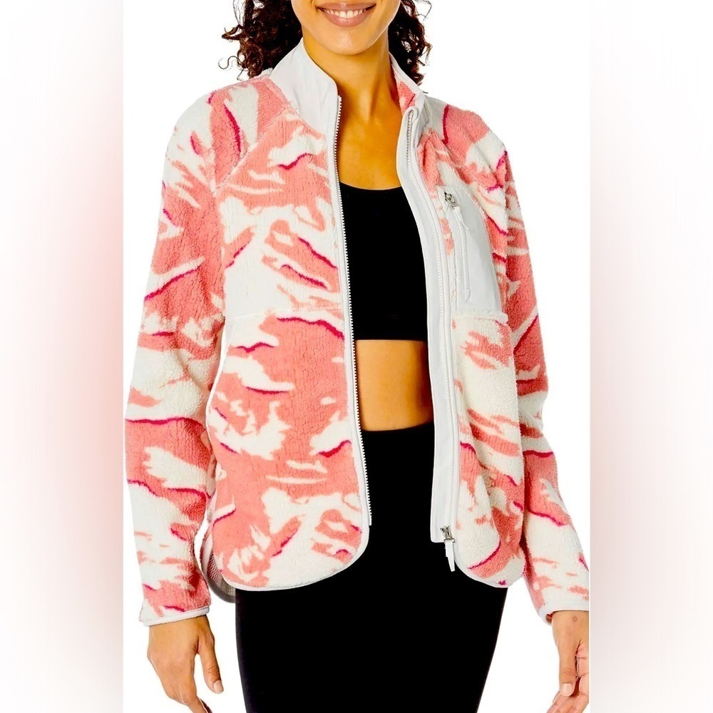 SWEATY BETTY PENNINIE ZIP THROUGH JACKET PINK PEAKS PRINT SIZE 4 or XS NWT